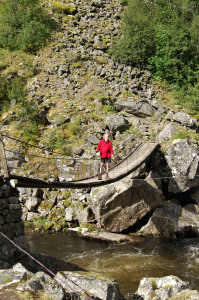 Brücke über Abfluss des Vørungsfossen